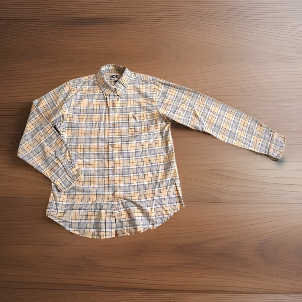 Roper Boys Western Shirt Youth Yellow Blue Plaid Button Down Long Sleeve Medium